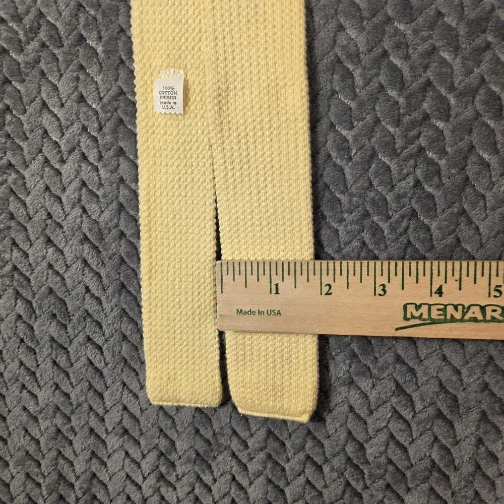Vintage Square End Skinny Knit Tie Arnie Arnold Palmer Cream Cotton USA 44in